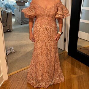 Lara Rose Gold Off-Shoulder Gown